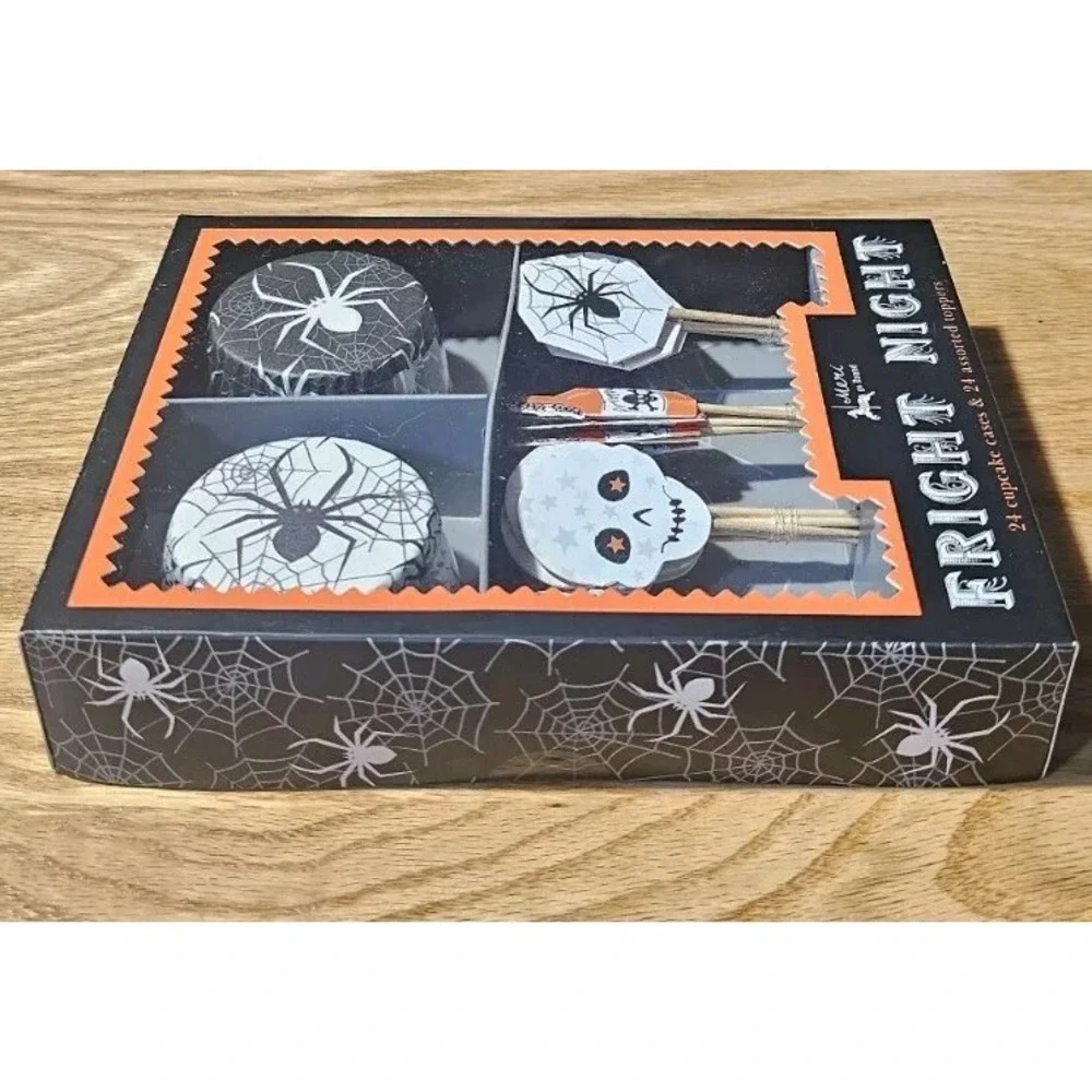 Meri Meri Halloween Fright Night Cupcake Kits - 24 Cases and 24 Assorted Toppers